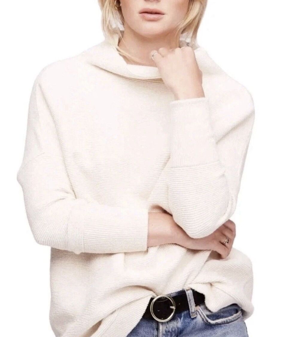 Free People Ottoman Slouchy Tunic Sweater  Ribbed Long Sleeves XS